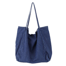 Женская джинсовая сумка, Повседневная сумка из джинсовой ткани, Холщовая Сумка-тоут через плечо, Вместительная женская сумка для покупок 2024 - купить недорого