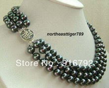 Collar de plata de ley 925 con perlas de color negro, broche de fortuna, 3 filas, Envío Gratis 2024 - compra barato