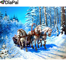 DIAPAI 100% Full Square/Round Drill 5D DIY Diamond Painting "Carriage snow" Diamond Embroidery Cross Stitch 3D Decor A20390 2024 - buy cheap