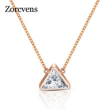 ZORCVENS Crystal Triangle Necklace Pendants For Women Gold Chain Stainless Steel Triangle Choker Necklace 2024 - buy cheap