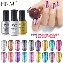 HNM 8ML Platinum Glitter Bling Gel Nail Polish Semi Permanent Soak Off UV LED GelLak Varnish Lacquer Nail Art Manicure 2024 - buy cheap