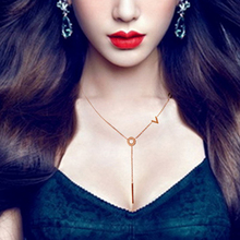 Yun ruo marca de moda mulher jóias rosa cor ouro micro zircão amor pingente colar 316 l aço inoxidável bijoux femme presente 2024 - compre barato