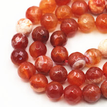 Wholesale 2PCS 6 8mm Red Fire Agates Natural Stone Onyx Faceted Round Carnelian Loose Beads Beads for Jewelry Making 15inch A362 2024 - buy cheap