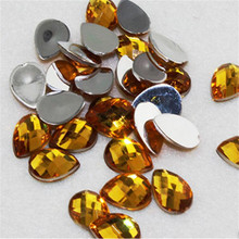 DIY Bling Yellow Color Drop Shape Lattice Faceted Acrylic Rhinestones Flatback Acrylic Stone for Hand Craft Art Decoration 2024 - buy cheap