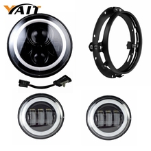 Yait Motorcycle 7" LED Headlight+4.5" Fog Light Passing Lights+Mounting Bracket For Heritage Softail Classic 2024 - buy cheap