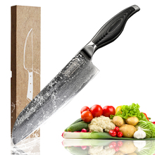 Sunnecko-cuchillo Santoku japonés de 7 pulgadas, cuchillos de cocina de Damasco, herramientas de corte afilado, mango de madera Pakka, oferta actual 2024 - compra barato