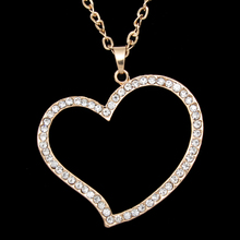 Gold Heart Pendant Necklace Big Rhinestone Necklace Crystal Long Chain Sweater Necklace Gifts for Women Dress nkem76 2024 - buy cheap