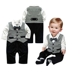 0-18Months/Spring Autumn Baby Costume Clothes Gentleman Stripe Jumpsuits 100% Cotton Newborn Boys Rompers Infant Clothing BC1282 2024 - buy cheap