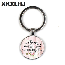 STRONG FEARLESS BEAUTIFUL charm key chain, gift for mother, strong woman, fearless charm, survivor, glamour keychain 2024 - buy cheap