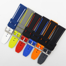 20mm 22mm 24mm 26mm Soft Rubber Sport Watchbands Diver Waterproof Silicone Watch Band Strap Double Colors Black Blue Red Orange 2024 - buy cheap