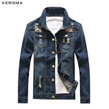 VERSMA Fashion Male Denim Jacket Men American Denim Shirt Boys Ripped Denim Jacket Patches Chemise Vintage Mens Fancy Shirts 4XL 2024 - buy cheap