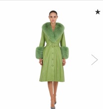 Arlenesain-abrigo de piel auténtica personalizado para mujer, abrigo con piel de zorro real en cuello y mangas 2024 - compra barato