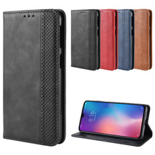 Capa retrô de couro fino para xiaomi, capa estilo carteira com flip magnético, suporte para cartão, para modelos mi 9 se, 5.97" 2024 - compre barato