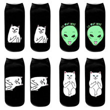 Funny Aliens Printed Cartoon Socks for Unisex Fashion Creativity Harajuku Cotton Women Socks Lovely Comfortable  Short Cat Socks 2024 - buy cheap