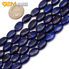 Contas de pedra lápis-lazúli azul natural, oval, jardineira, para fazer joias, cor tingida, 8x12mm, 15 polegadas, diy 2024 - compre barato