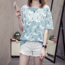 2019 new summer women's casual comfort cute home cotton print cartoon loose thin large size short-sleeved t-shirt 2024 - buy cheap