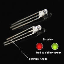 1000Pcs 3mm LED Bi-Color Red and Yellow Green Common Anode/Common Cathode Round Transparent 20mA LED Light Emitting Diode 2024 - buy cheap