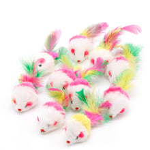 10pcs Novelty Pet Kitten Cat Furry Mouse Shaped Toy Feather Tail Fetch Toy Gift 2024 - buy cheap