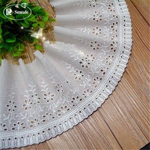 5Yards/lot Width 13cm White100% Cotton Embroidered Lace Fabrics, Women's Clothing Diy Lace Trim, Free Shipping RS332 2024 - buy cheap