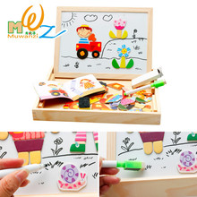 Magnetic wooden building blocks toys kids cartoon Tangram baby drawing board toys ealy educational learning child creative toy 2024 - buy cheap