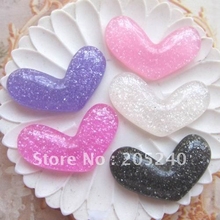 Material para decoración DIY, 30 unidades, 5 colores mezclados (22x16mm), bonito cabujón de resina, corazón de arena 2024 - compra barato