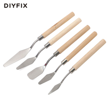 DIYFIX 5Pcs Palette Scraper Set Spatula Knives for Artist Oil Painting Knife Tools Stainless Steel Blade with Wooden Handle 2024 - buy cheap