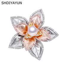 SHDIYAYUN-broche de Nueva Perla para mujer, broches de flores, alfileres de perlas naturales de agua dulce, accesorios de joyería delicada, envío directo, 2019 2024 - compra barato