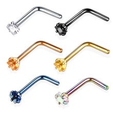 1PC 20G Steel Nose Ring Nariz Earrings Nostril Piercings Square Gem Nose Screw Curved Prong Nose Stud Ring Piercing Body Jewelry 2024 - buy cheap