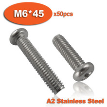 50pcs DIN7985 M6 x 45 A2 Stainless Steel Pan Head Phillips Screw Cross Recessed Raised Cheese Head Screws 2024 - buy cheap