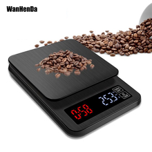 Báscula de café portátil, balanza Digital LCD de 3kg/0,1g, con temporizador electrónico, color negro 2024 - compra barato