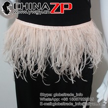 Wholesale in CHINAZP Factory 20yards/lot Best Quality Dyed Champagne Ostrich Feather Fringe Trimming 2024 - buy cheap