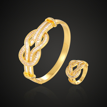 Theresa brand luxury irregular zircon micro pave setting bangle with ring jewelry set bowknot bracelet of gift  fashion jewelry 2024 - buy cheap