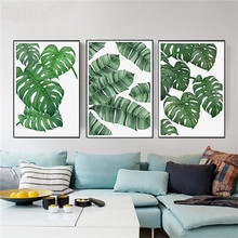Green Plant Leaves Home Decor Nordic Canvas Art Poster Living Room Bedroom Wall Art Print Minimalist Picture Fresh Painting 2024 - buy cheap