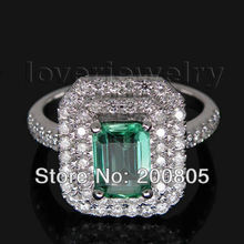 Loverjewelry popular vintage esmeralda corte 4x6mm 18kt ouro branco diamante esmeralda anel wu005 2024 - compre barato