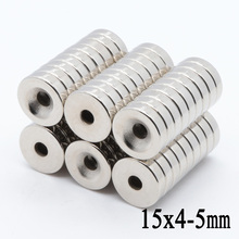 100pcs/lot 15*4 Hole 4mm N35 Mini Super Strong Countersunk Block Ring Magnets 15x4-4mm Rare Earth Permanet Neodymium Magnet 2024 - buy cheap