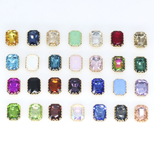 All Colors Sew on Rhinestone Rectangle Octagon Glass Stone In Gold Lace Claw Setting 8x10,10x14,13x18 mm Sew on Crystals 2024 - buy cheap