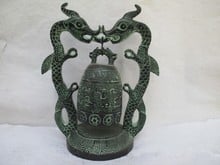 decoration bronze factory Pure Brass Antique Exquisite ancient Chinese folk collection bronze dragons statues bell 2024 - buy cheap