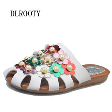 Woman Sandals Shoes Slippers Flower String Bead Flat 2019 Summer Style Hollow Slides Slip On Fashion Casual Comfortable 2024 - buy cheap