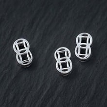 2pcs/lot 925 Sterling Silver Hollow Craft Chinese Ancient Coins Beads 10x6mm Decoration Fortune Spacer Beads For Friend Jewelry 2024 - buy cheap