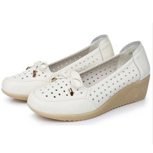 2022 Soft Cowhide Hollow Summer Leather Sandals Comfort Soft Bottom Pregnant Nurse Women Sandal Shoes Flat Edges Casual Sandals 2024 - buy cheap