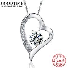 Fashion Collares Genuine 925 Sterling Silver Necklace For Women Jewelry Female Zircon Heart Rhinestone Pendant Necklace Gift 2024 - buy cheap