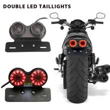 Universal Motorcycle Dual LED Tail Light Smoked Lens Plastic Integrated Light Turn Signal Brake Light Rear Driving Lamp 2024 - buy cheap