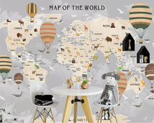 beibehang wallpapers for living room Wall sticker custom cartoon world map kids room wallpaper background papel de parede 3d 2024 - buy cheap