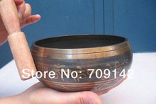 Yoga Asian Unusual Tibetan BRASS Diameter 4" Chinese tibet silver  singing bowl Antique Men's bowls 2024 - buy cheap