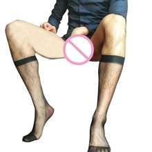 Meias masculinas ultrafinas transparentes de nylon, meias sociais para homens, mangueira de couro, sexy, respiráveis, de malha 2024 - compre barato