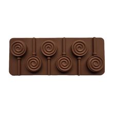 6-Cavity DIY Round Spiral Swirl Shape 3D Silicone Lollipop Mold Candy Chocolate Gummy Fondant Mould Bakeware Baking Tools Tray 2024 - buy cheap