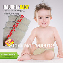 Free Shipping Naughty Baby Hemp Organic cotton 100pcs 3 Layers Reusable Baby Cloth Diaper Pads Nappy Inserts 2024 - buy cheap