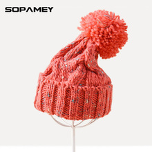 Winter Beanies For Women Knitted Acrylic Hats Mix Colors Skullies And Beanies Knit Big Pompom Caps Free Shipping Female Beanie 2024 - buy cheap