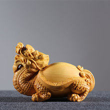 Chinese Dragon Turtle Hand-Carved Boxwood Office Crafts Gift Home Decoration 2024 - buy cheap