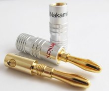 24 k ouro nakamichi altofalante banana plug áudio jack conector adaptador 2024 - compre barato